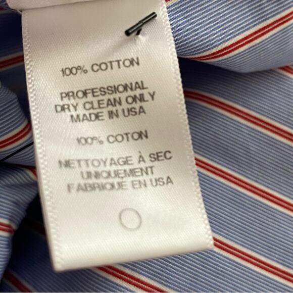 Rosetta Getty Striped Poplin Fold-Over Blouse Blue Red White stripe size 0 - Picture 8 of 9